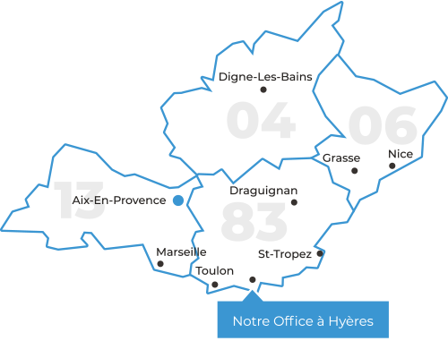 Zone dintervention Commissaires de Justice / Huissiers : SCP JOLY - COMBELASSE - SULTAN (83)